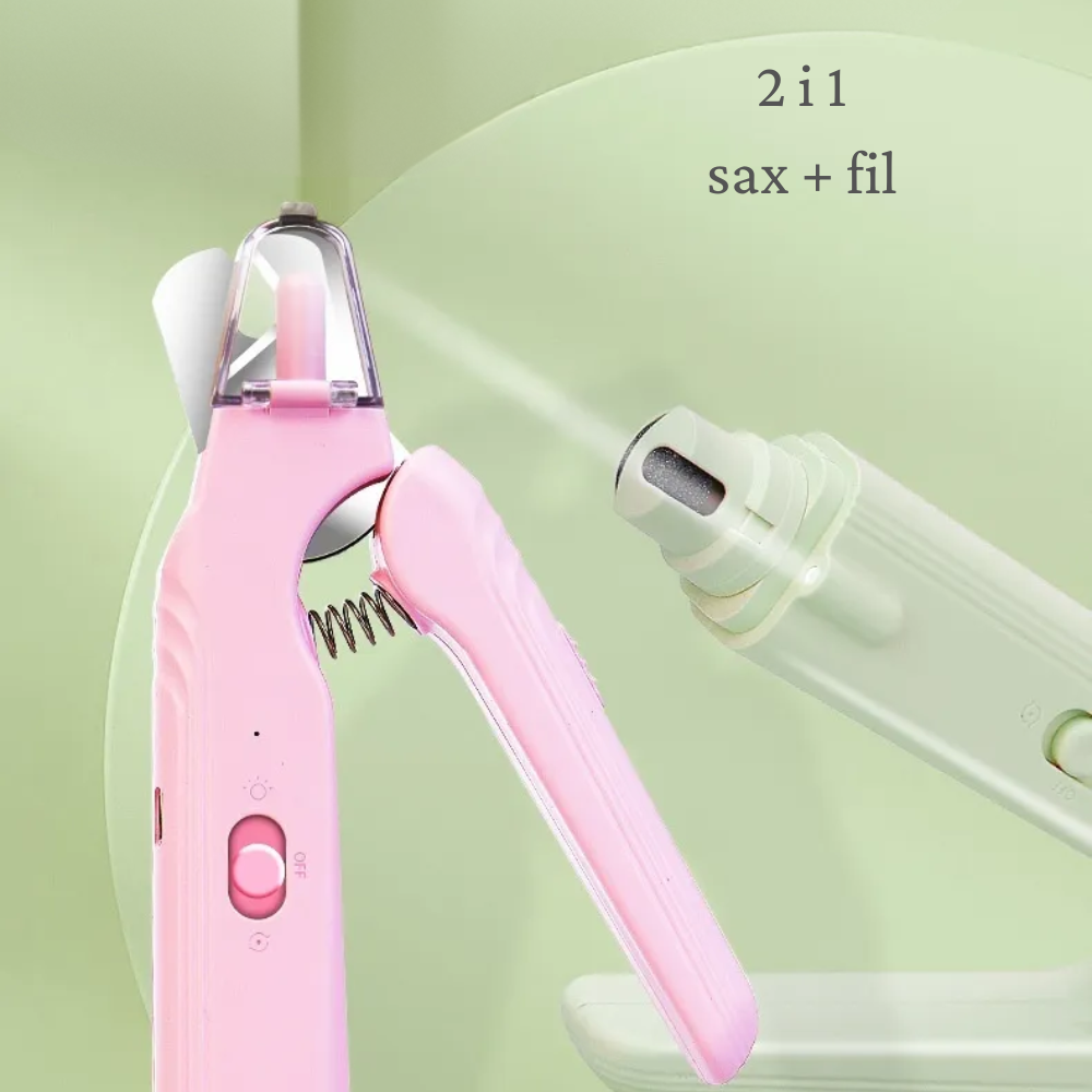 2-i-1 LED Kloklippare & Nagelfil